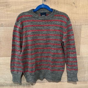 Gap kids grey with red stripes sweater size S 6/7 NEW